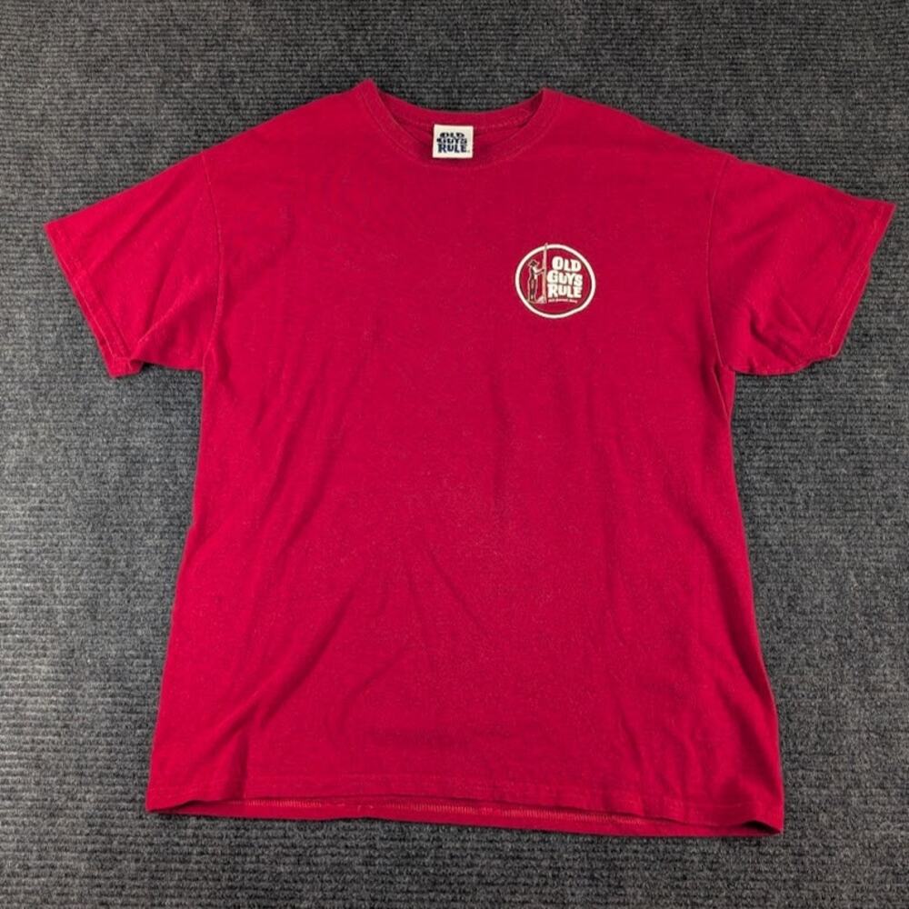 Vintage 2000s Old Guys Rule Surfer Graphic T-Shirt Red Men's Large